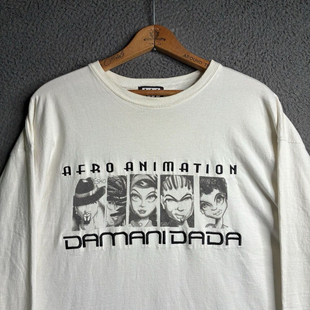 Vintage 90s Damani Dada Supreme Long Sleeve T-Shirt XL USA Made Afro Anime
